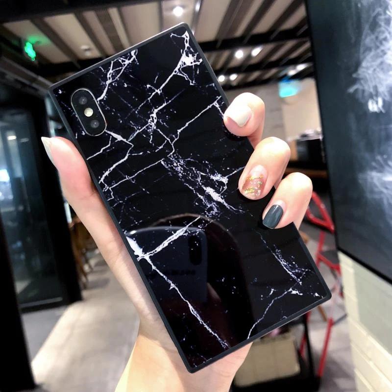 Москадо Квадратный дизайн для чехла iPhone 6 6s 7 8 Plus X Модный гранитный камень мраморной текстуры мягкий TPU кейс на