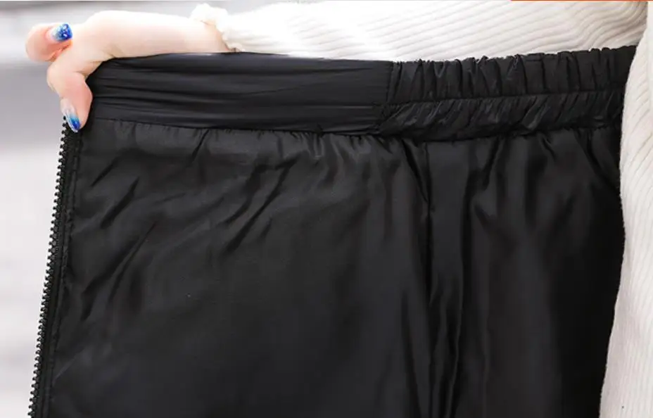 Женские зимние юбки размера плюс 5XL с молнией спереди и высокой талией, теплые зимние хлопковые юбки, длинная юбка