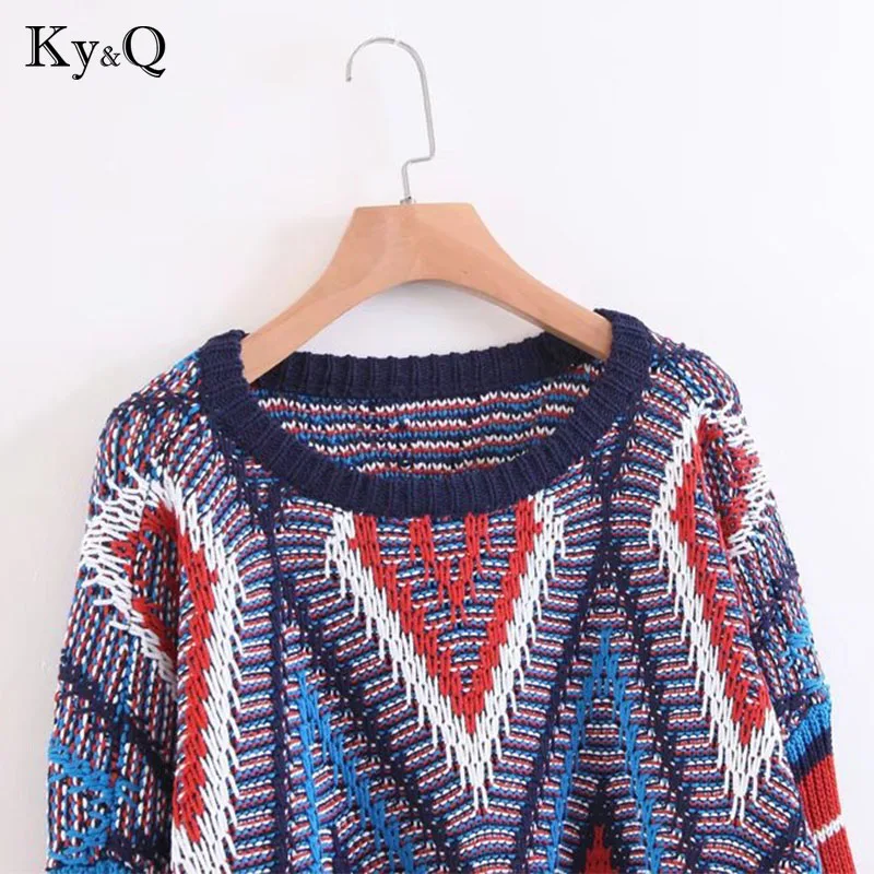 2018 зимние винтажные полосатый короткий пуловер свитер женщин фонарь рукав шею