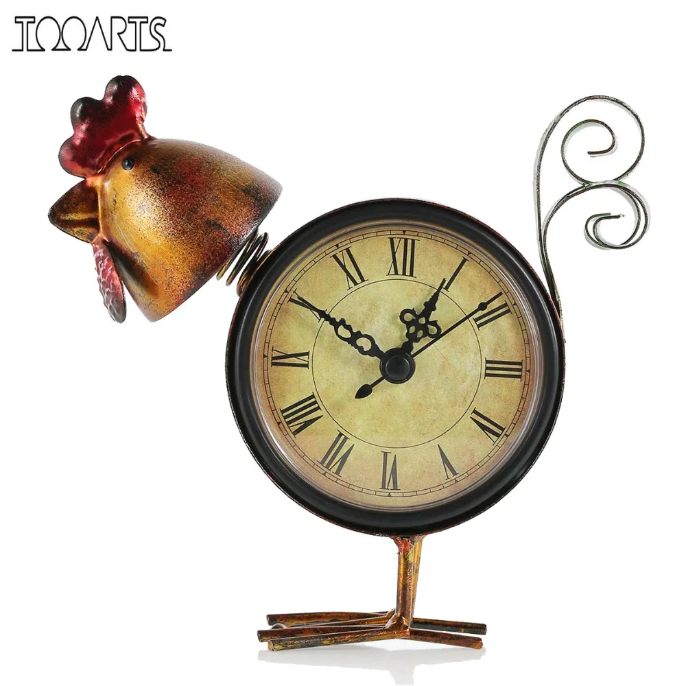 Tooarts Винтаж Чик часы ручной работы немой настольные Практические Утюг фигурка Античный Декор дома животное