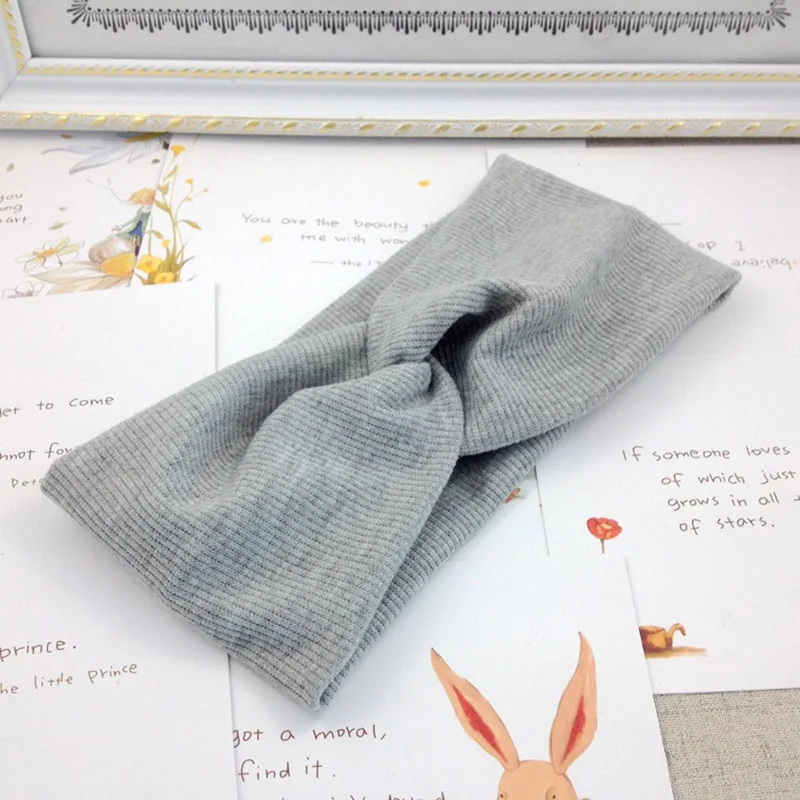 Grey 2 Solid Color Twist Headbands for Women Soft Turban Hairband Cross Knot Head Band Girls Elastic Hair Band Hair Accessories - Color: Grey 2