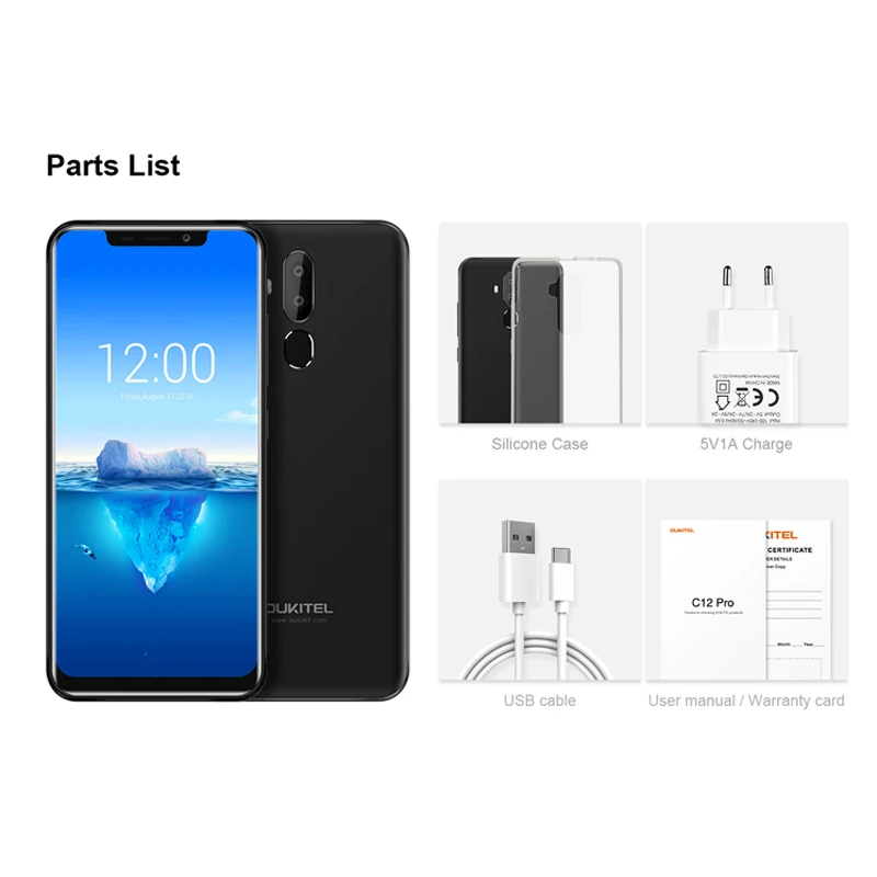 OUKITEL C12 Pro 6 18 &quot19:9 Android 8 1 мобильный телефон MT6739 четырехъядерный 2G RAM 16G ROM отпечаток