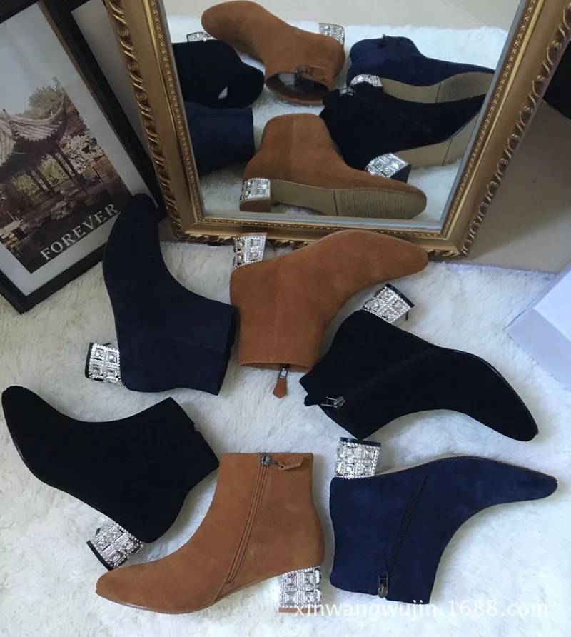 Zapatos De Mujer женские новые Модные Замшевые полусапожки с острым носком на высоком