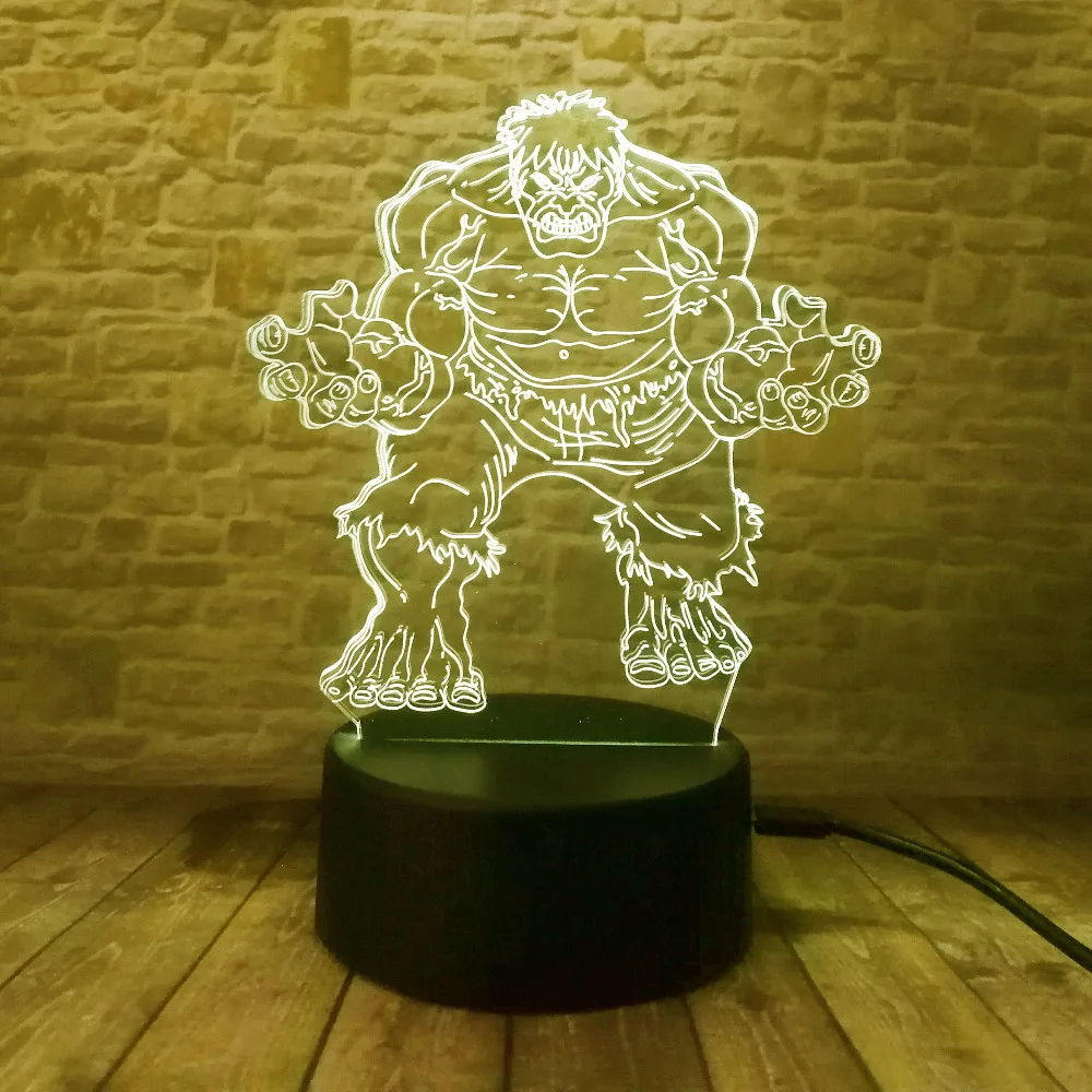 Marvel's Мстители супер герой креативный 3D Халк ночник акриловый цветной градиент