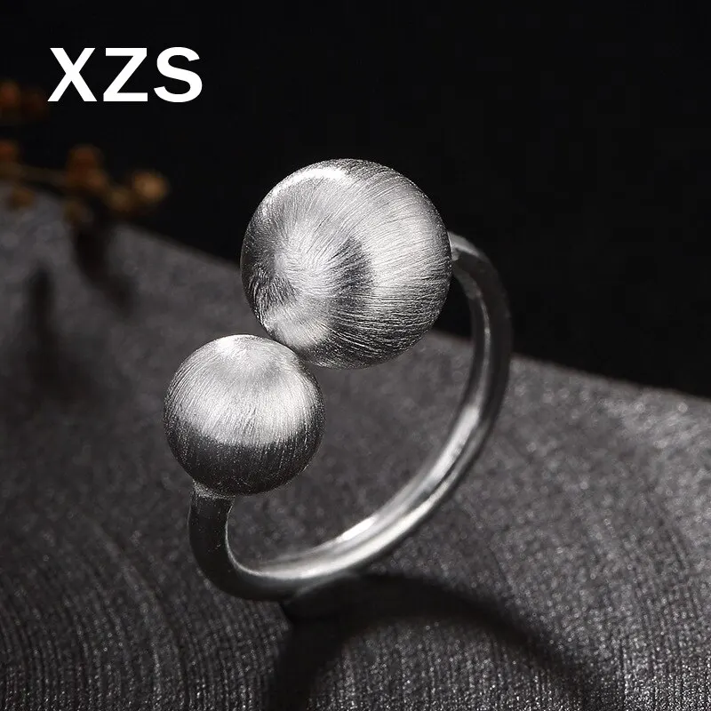 

100% Authentic 925 Sterling Silver Simple Round Beads Rings China Style Vintage Hand Made For Women Luxury Gift Jewelry JZC-8095