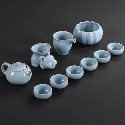 Бытовой керамический чайный поднос для печи, чайная чашка Gaiwan, чайная чашка, аксессуары для чайной церемонии, простой современный китайский чайный набор кунг-фу - Цвет: 03 Style Tea Set