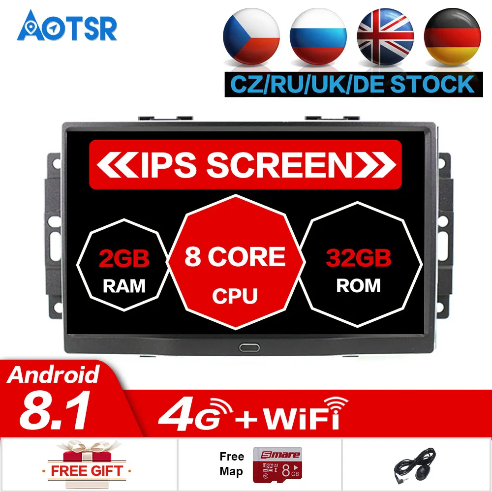 

Android 8.1 8 core Car Stereo GPS Navigation Radio For Jeep Grand Cherokee Patriot Dodge Charger Chrysler 300C DVD Player 32GB