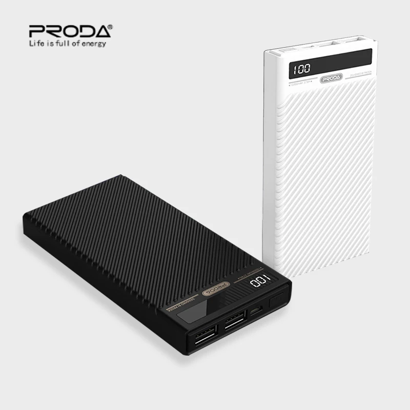 Внешний аккумулятор PRODA 10000 мАч с ЖК дисплеем двойной USB 2 1 А быстрая зарядка
