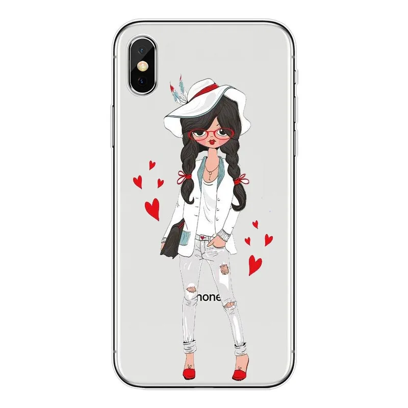 Hot Hand-painted Couple Cartoon Mobile Phone Shell For iPhone XS Max 8Plus 7 6SPlus X 5S Silicone Hand-drawn Girl Cover | Мобильные