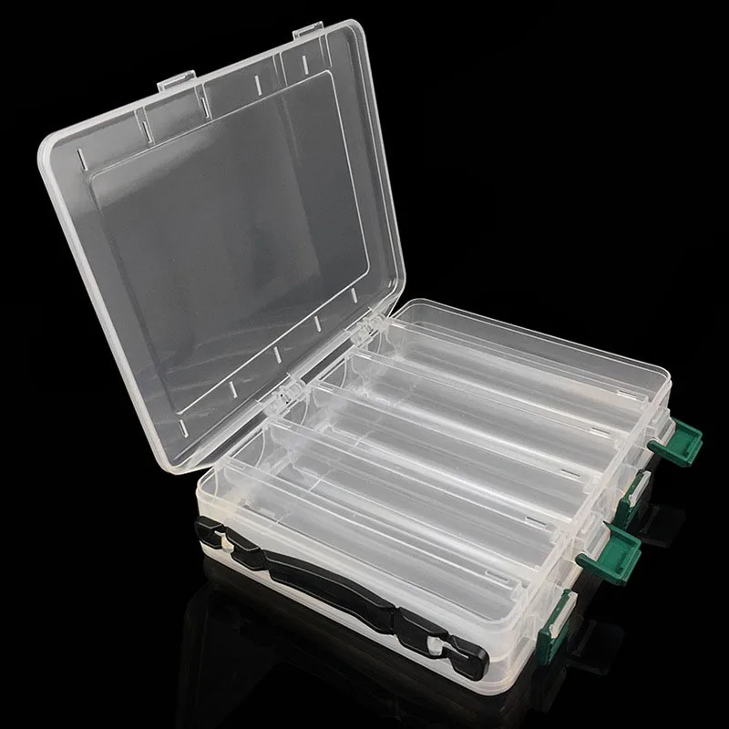 

Multifunctional 27*18*5cm Fishing Box Compartments Double Sided Transparent Visible Plastic Fishing Lure Box Fishing Tackle Box