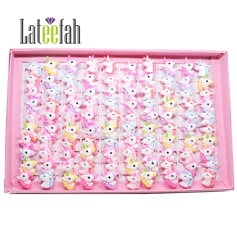 20 шт./лот Детские кольца милые животные единорог лошадь открытая любовь форма