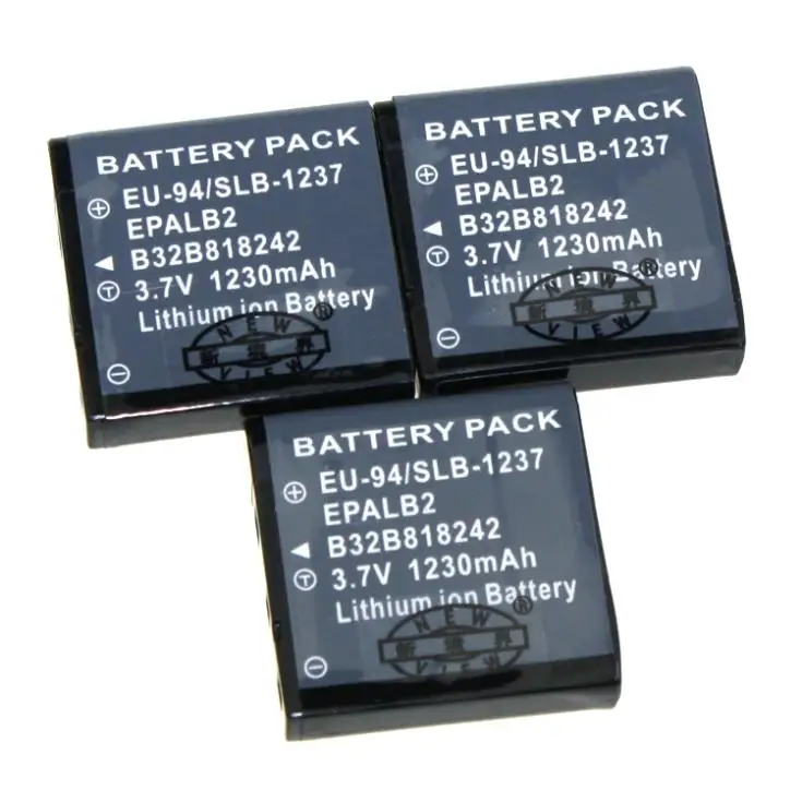 High Capacity 2PCS Battery For Camera 3.7V EU-94 /SLB-1237 EU 94 /SLB 1237 Replacement | Электроника