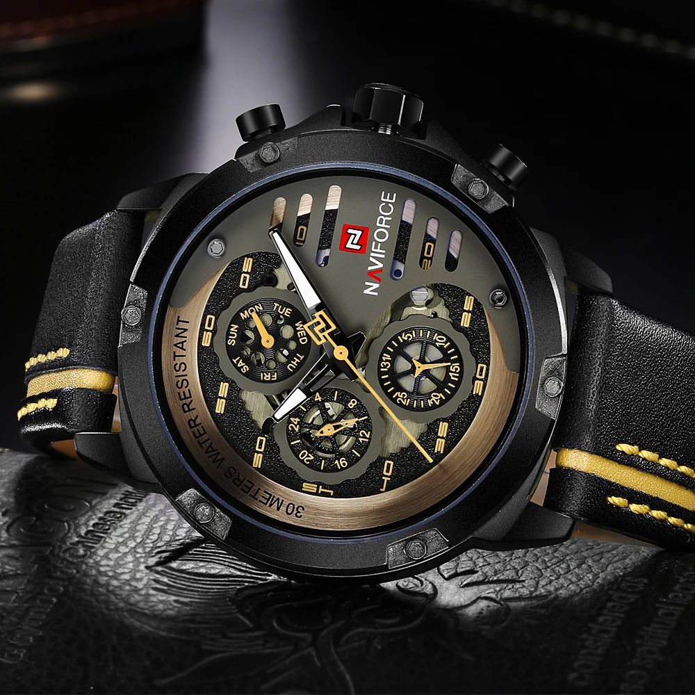 Часы наручные NAVIFORCE мужские спортивные брендовые Роскошные водонепроницаемые