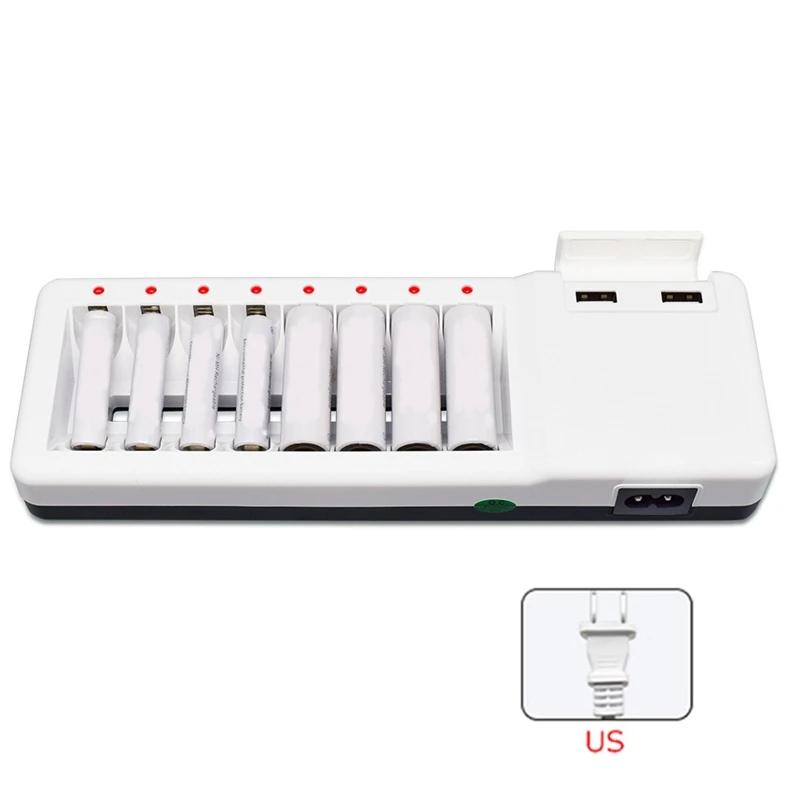 AABB новинка 8 лотов быстрое зарядное устройство 2 Usb разъем для батареи Ni Cd MH Aa Aaa