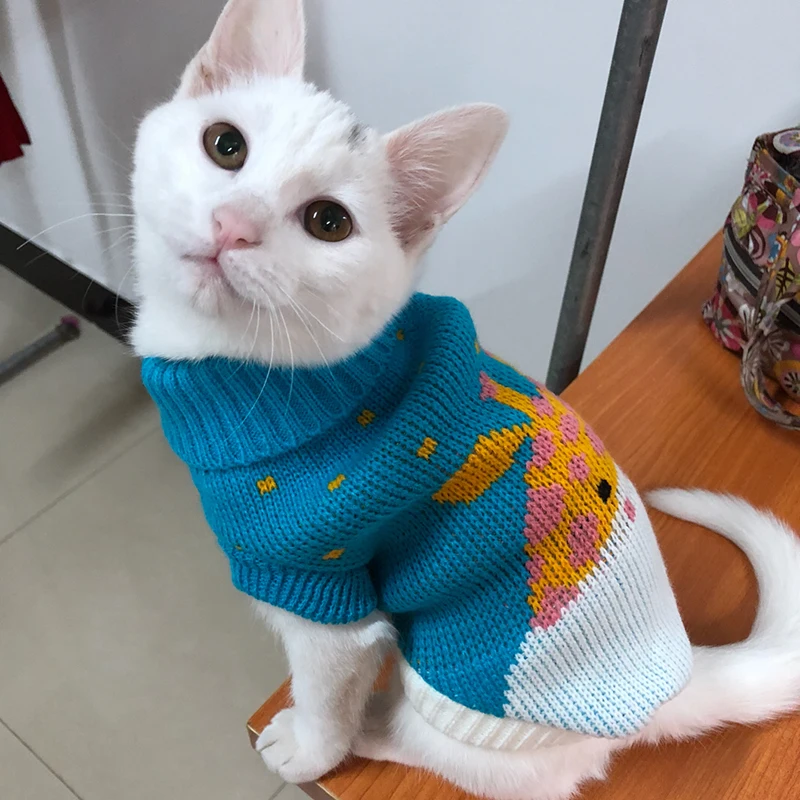 Зимняя теплая одежда для домашних животных, котов изображением кота из мультика для кошек Kedi Katten пуловер домашних животных Костюмы Mascotas Gotas костюм vetement чат
