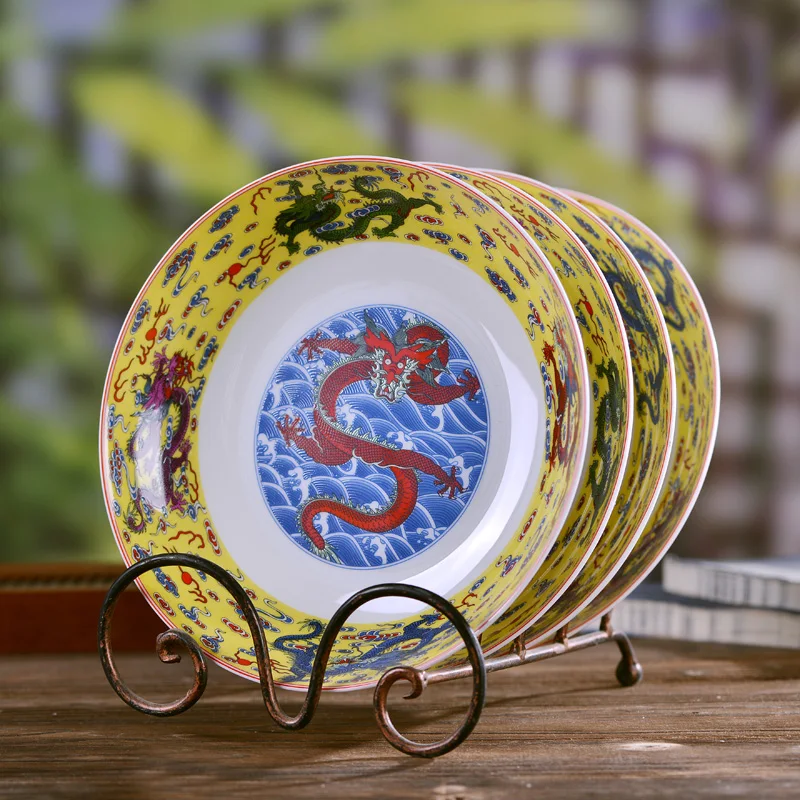 8 дюймовая тарелка с драконом Цзиндэчжэнь керамические винтажные декоративные