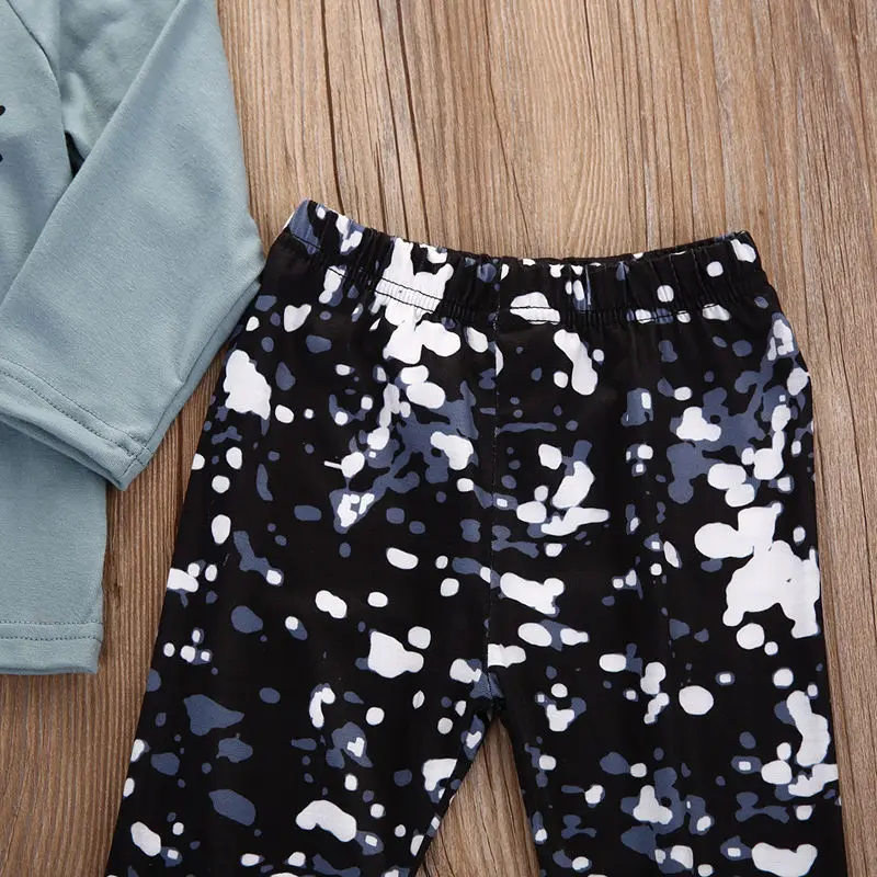 Комплект одежды для маленьких девочек осенняя одежда футболка Топы с длинными