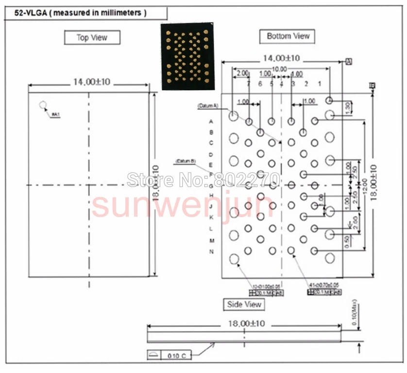 LGA52  DIP48,  14x18  IC ZIF,    TNM5000