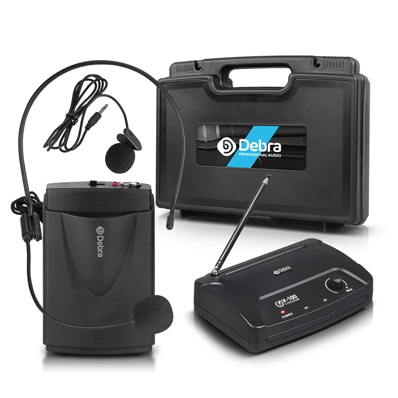 With Bodypack Mic Debra аудио V-100 беспроводной VHF микрофон системы с портативным чехлом с портативным или Lavalier& Heatset для караоке - Цвет: With Bodypack Mic