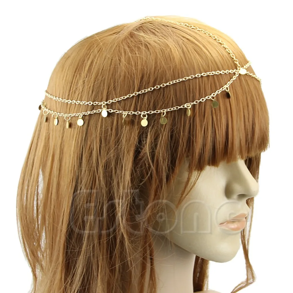 A40 1PC Fashion Women Lady Metal Head Chain Jewelry Headband Piece Hair Band |