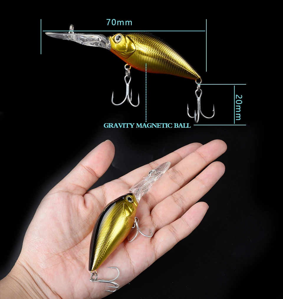 ANYFISN CRANK 70SDR рыболовные приманки жесткие гольян Crankbaits Cranks приманки оседающая на дно Приманка 7 см 16 г воблеры с Крючки собственника