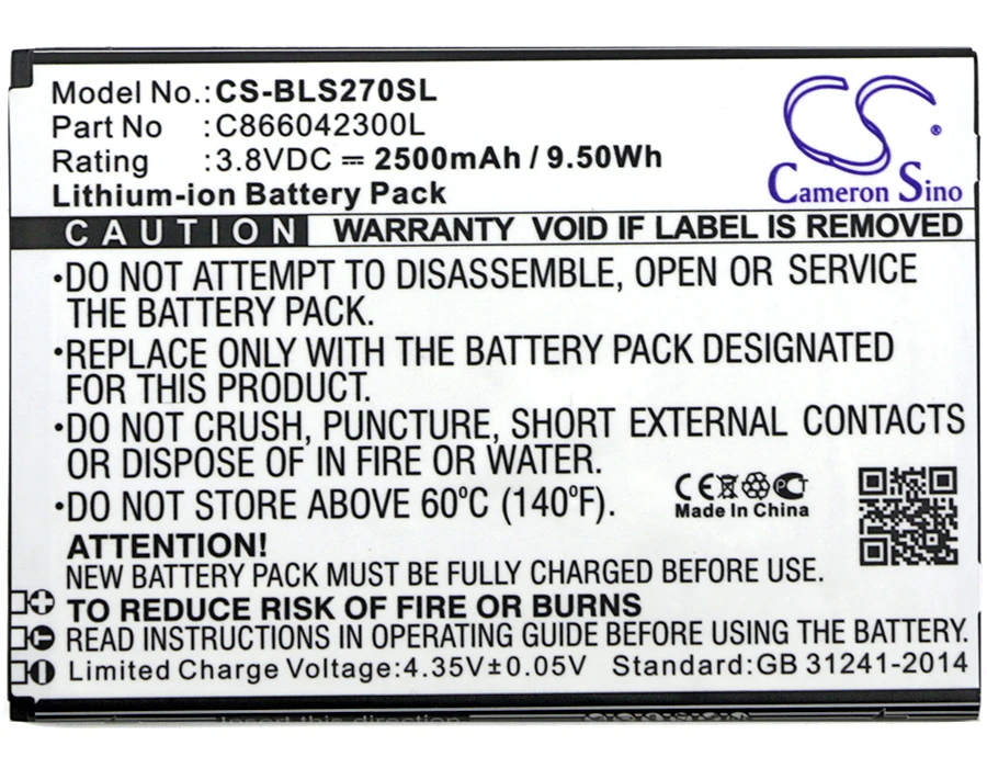 Аккумулятор Cameron Sino 2500 мАч C866042300L для BLU S270Q Studio C 8 8|2500mah battery|cameron sinobattery 2500mah |