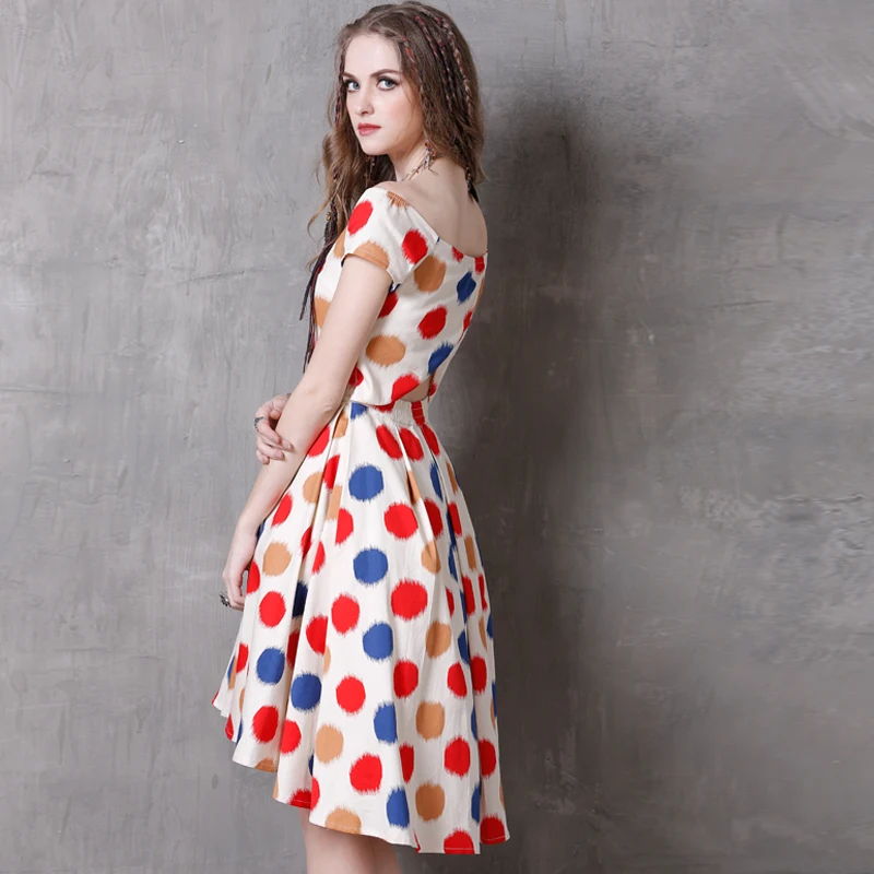 Good Quality Dress 2017 European Fashion New Summer Irregular Polka Dot Female Trumpet / Mermaid Cute Vintage Vestidos | Женская одежда