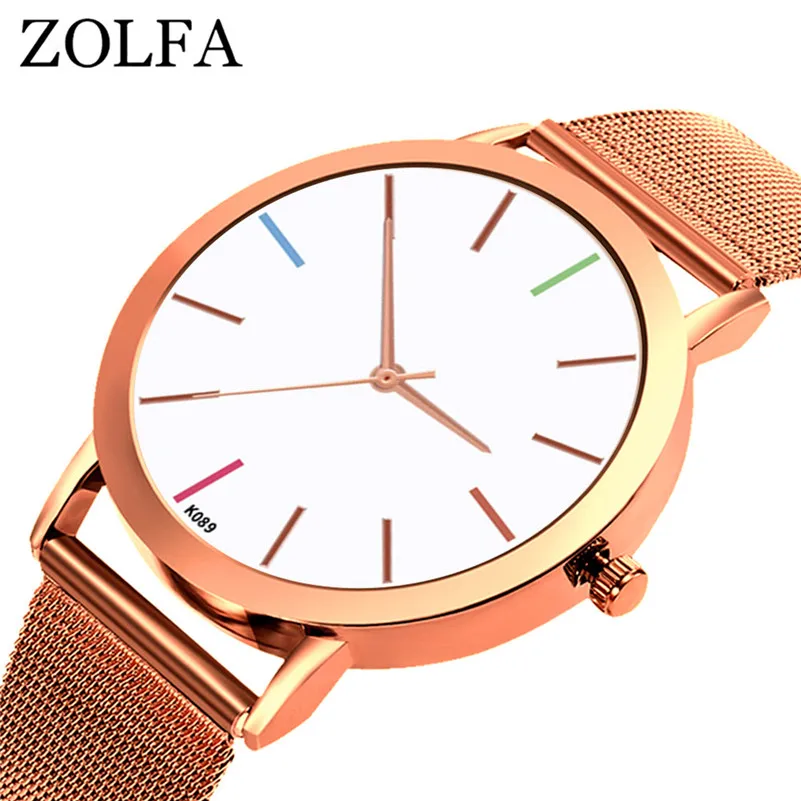 Женские часы Простые Модные женские повседневные розовое золото серебро сетка