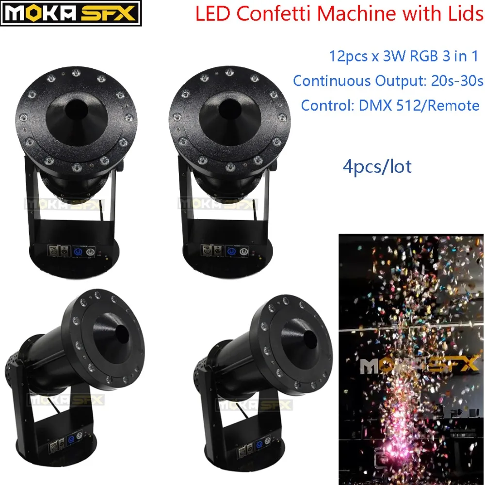 Аппарат для конфетти с крышкой и 4 светодисветодиодный 1800 Вт 12x3 RGB 3 в 1 DMX/пульт