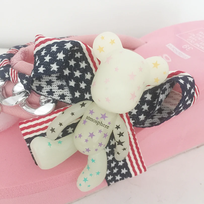 Вьетнамки ручной работы с милым медведем женские богемные пляжные шлепанцы