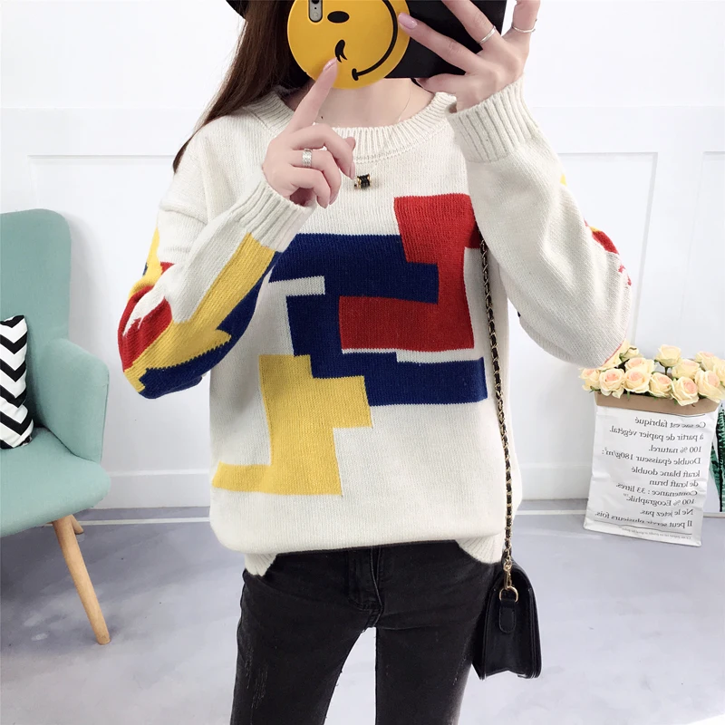 Autumn Winter Women Knitting Sweaters Pullovers Tops 2018 Female Casual Loose Long Sleeve Knitted Sweater Jumper Sweter | Женская одежда