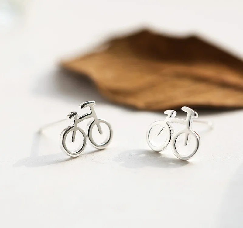 Милые новые серебряные серьги байкерские милые крошечные велосипедные гвоздики
