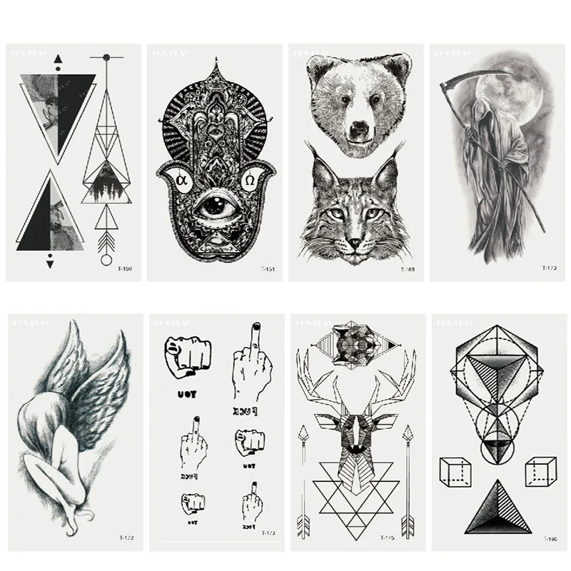 Геометрия Прохладный Водонепроницаемый Временные татуировки наклейки Женщины