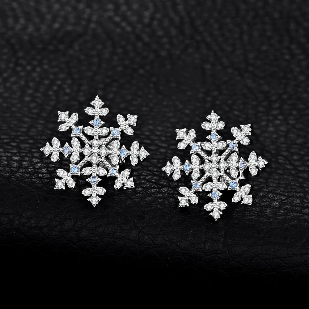 JewelryPalace серьги гвоздики в виде снежинок Для женщин 925 пробы серебро зима любовь