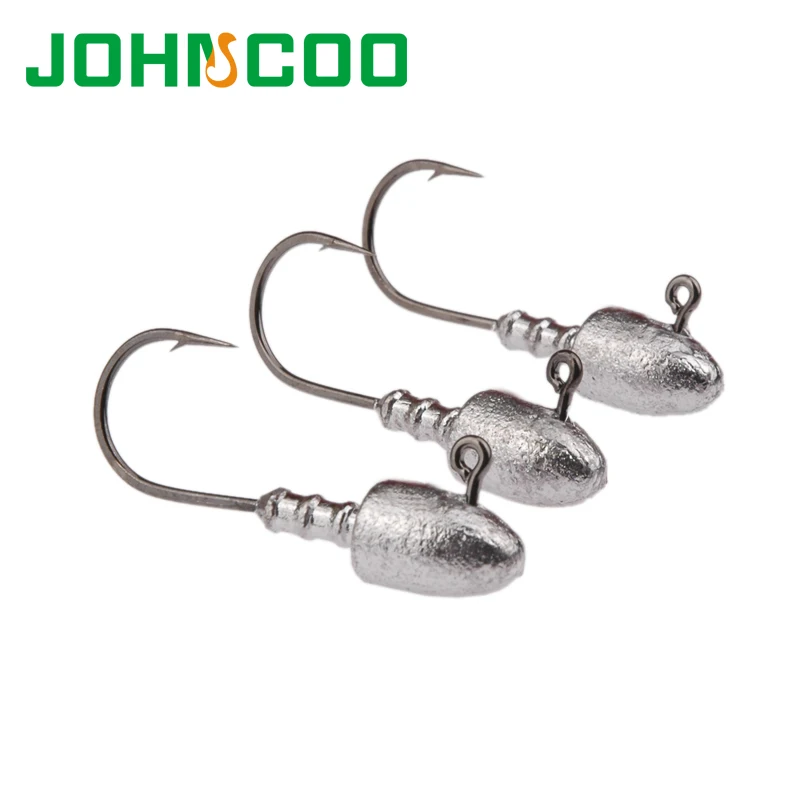 JOHNCOO Новое поступление 6 шт. открытые свинцовая Мормышка крюк 2,5g 5g 7 г, 10 г, 15 г, 18 г Жесткий бронзовых морских рыболовных крючков для Мягкая приманка Mustad Рыбалка крюк