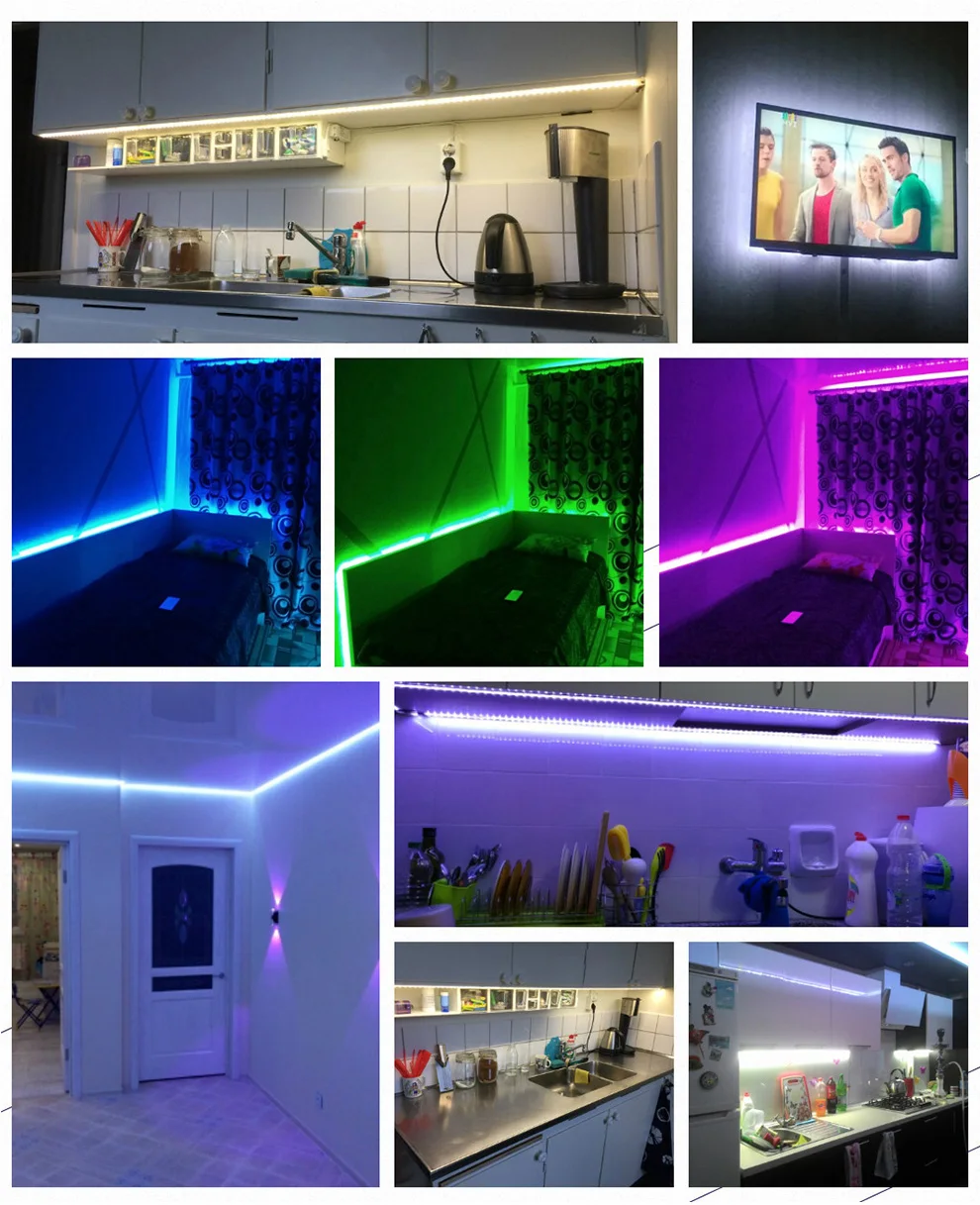 USB Светодиодные ленты 5050 RGB 60leds/M с 17Key rf контроллера 50 см/1 м/2 м комплект