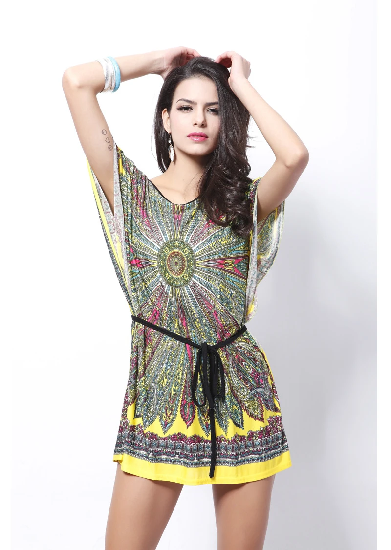 Рукав &quotлетучая мышь&quot женское платье потерять Повседневное богемный сарафан