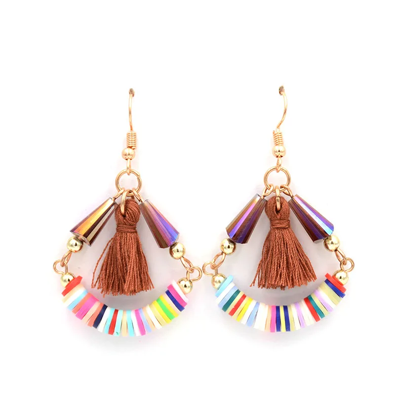 Женские богемные серьги WELLMORE с кисточками и кристаллами ручной работы модные