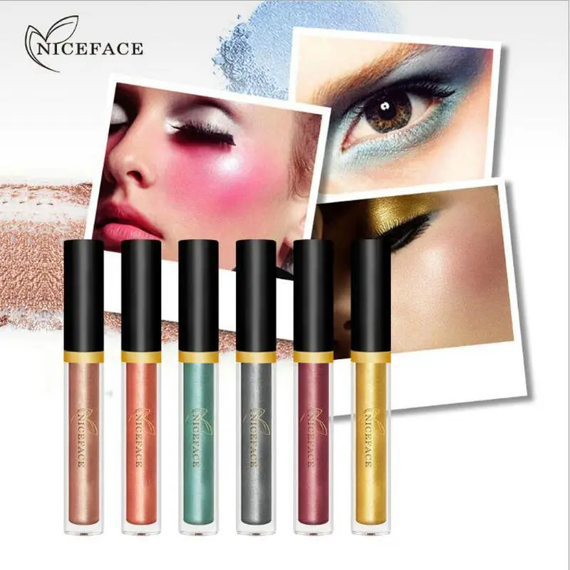 NICEFACE 6 шт./компл. жидкие тени для век долговечные Зеленые водостойкие блестящие