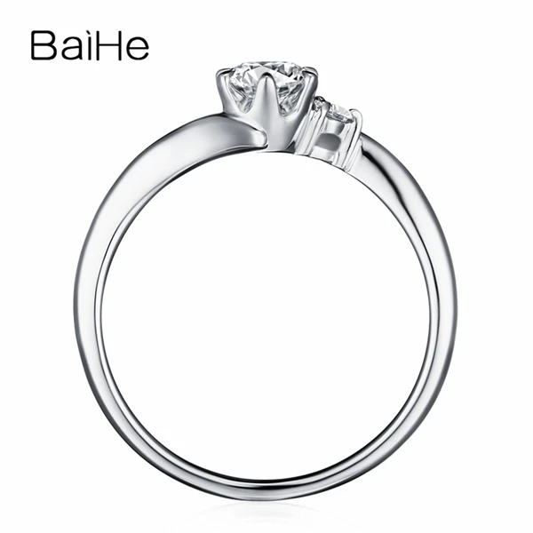 BAIHE Solid 10 K белое золото(AU417) Сертифицированный 0.25ct круглый разрезанный Муассанит помолвка Модный свадебный женский подарок ювелирные украшения кольцо