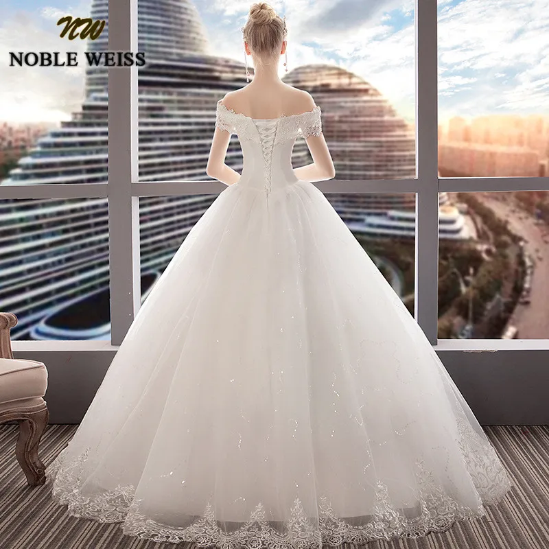 Благородный WEISS Vestido de Noiva 2019 свадебные платья принцессы с открытыми плечами