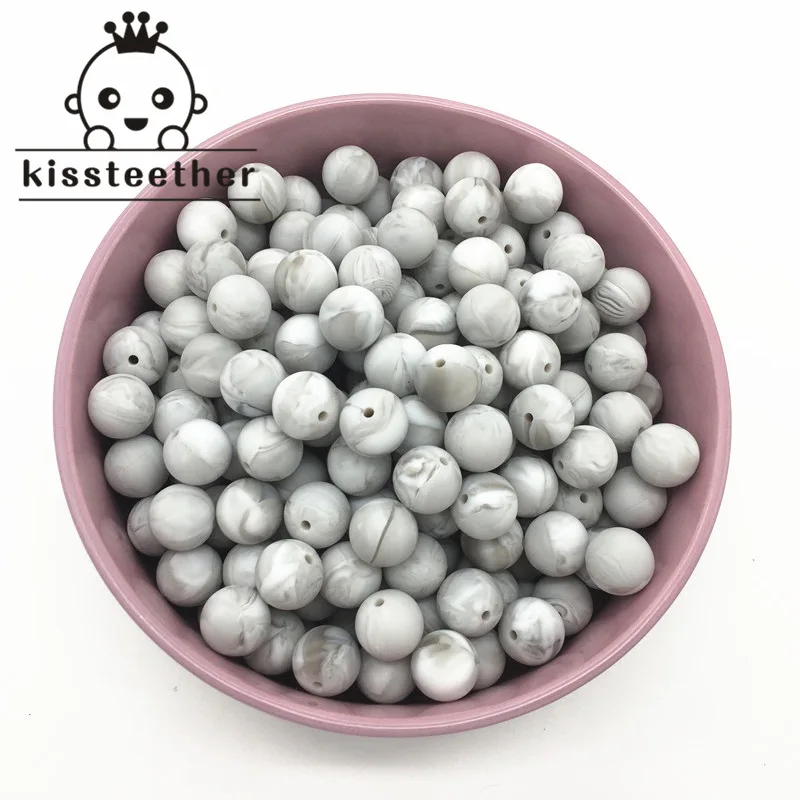 Cuentas redondas de silicona de grado alimenticio para beb&eacute;, abalorios de colores mixtos naturales de 0,47 "(12mm), juguetes para morder, collar/pulsera para beb&eacute; DIY-3