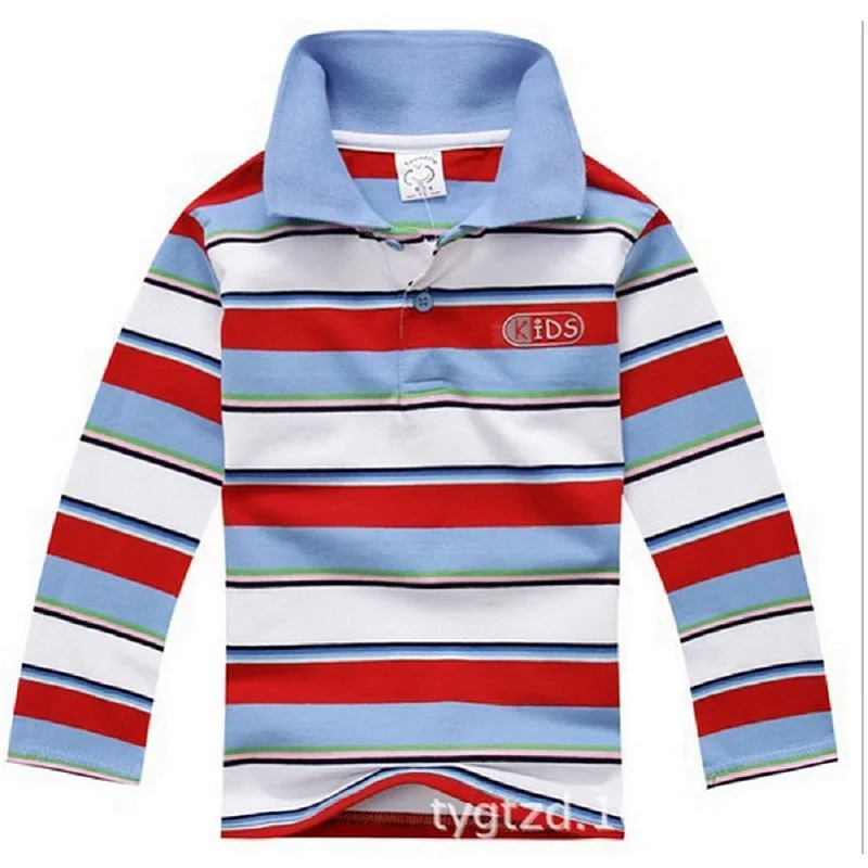Осенняя От 1 до 6 лет рубашка поло детская одежда полосатые рубашки для мальчиков