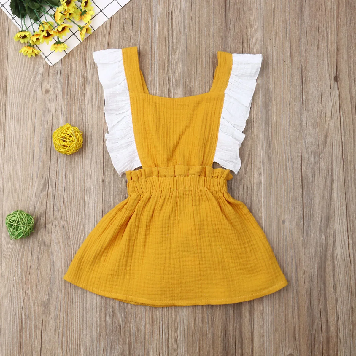 Летнее Хлопковое платье комбинезон с оборками для маленьких