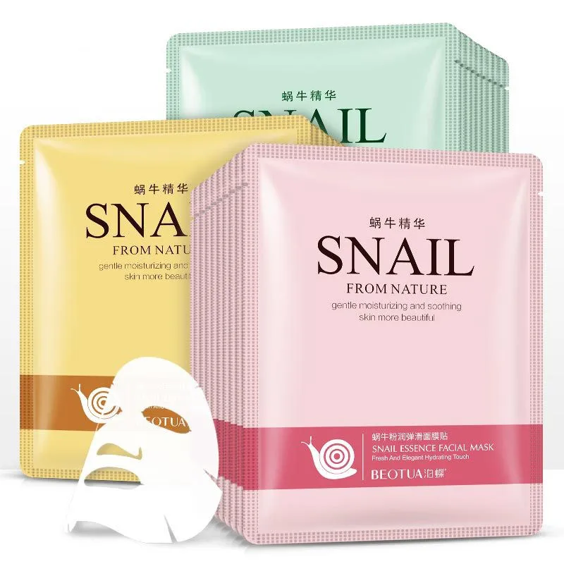 Маска Bioaqua Sheet Snail Essence, маска для лица, увлажняющая, контроль жирности, уход за кожей лица, маска для удаления черных точек, отбеливающая
