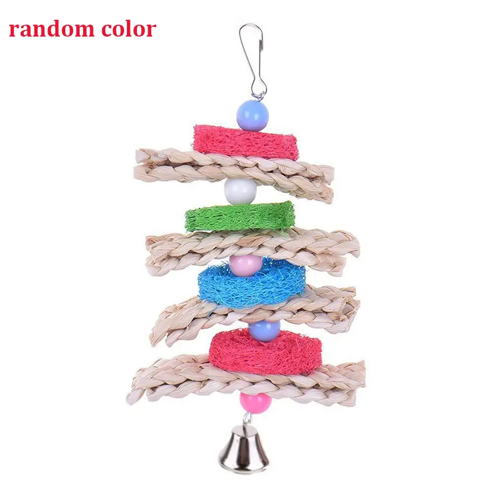 Натуральная солома животное птица Висячие игрушки с шариками колокольчики Loofah