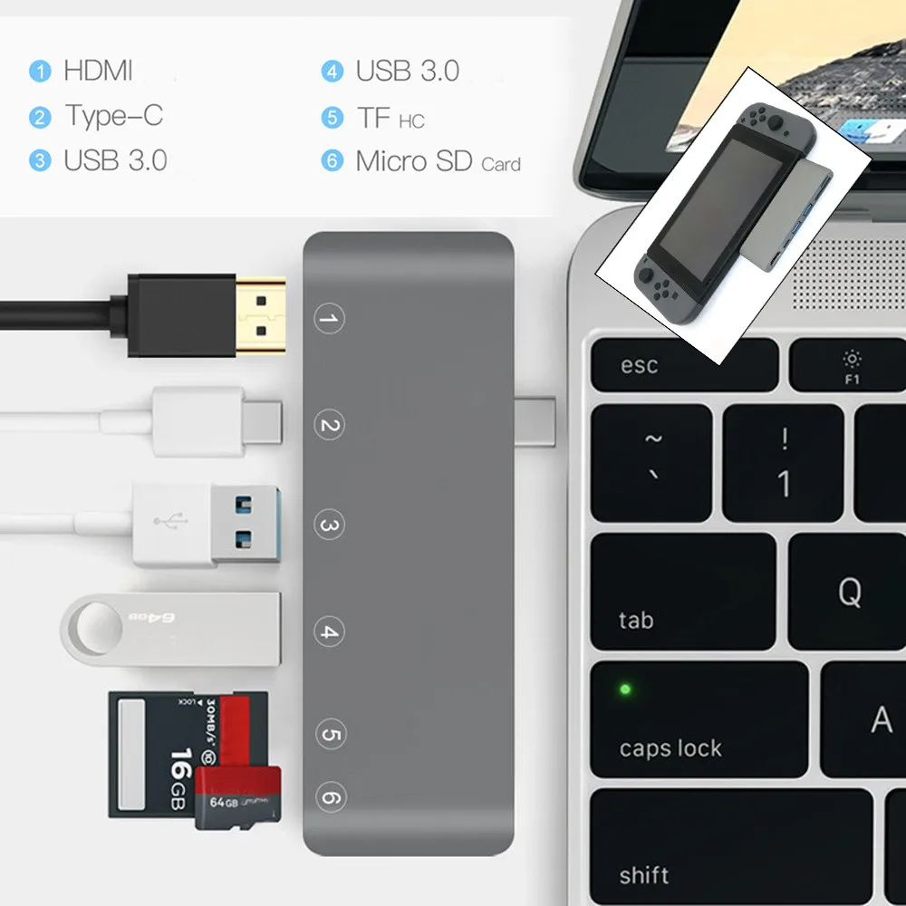 USB 3 0 концентратор Type C к 4K * 2K HDMI зарядное устройство для чтения карт адаптер MacBook Pro