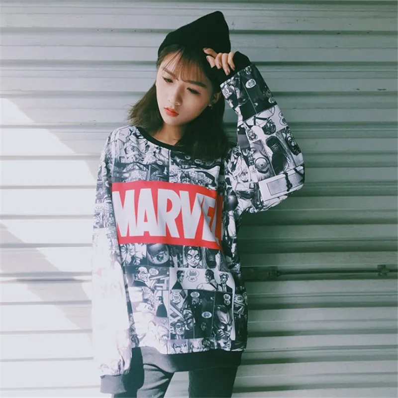 

Hiawatha 2019 Spring New Hoodies Women O-Neck Long Sleeve Sweatshirt Harajuku Anime Portrait Print Sweatshirts WY0671