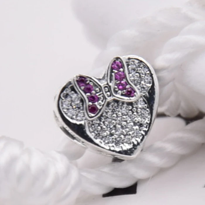 100% 925 Sterling Silver Mickey & Minnie True Love Charm Beads Fit Original Vacanza Bracelet Pendant Authentic DIY Jewelry | Украшения и