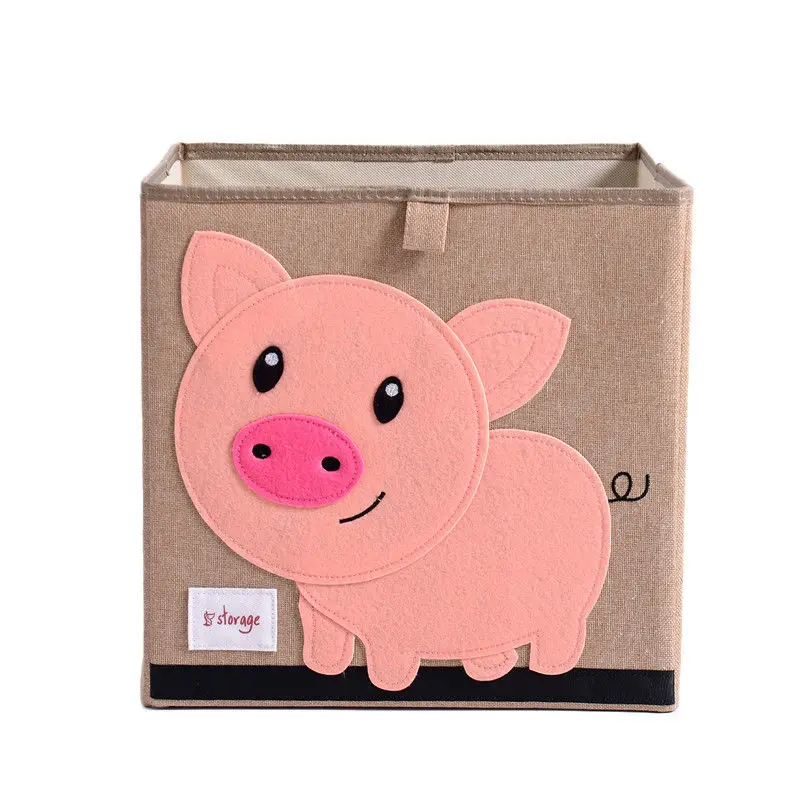 Pig MICCK вышивать коробка для хранения Kid Toy организатор ящик для хранения одежды мультфильм животных Складная Нижнее белье Галстуки Бюстгальтер Настольный Органайзер - Цвет: Pig